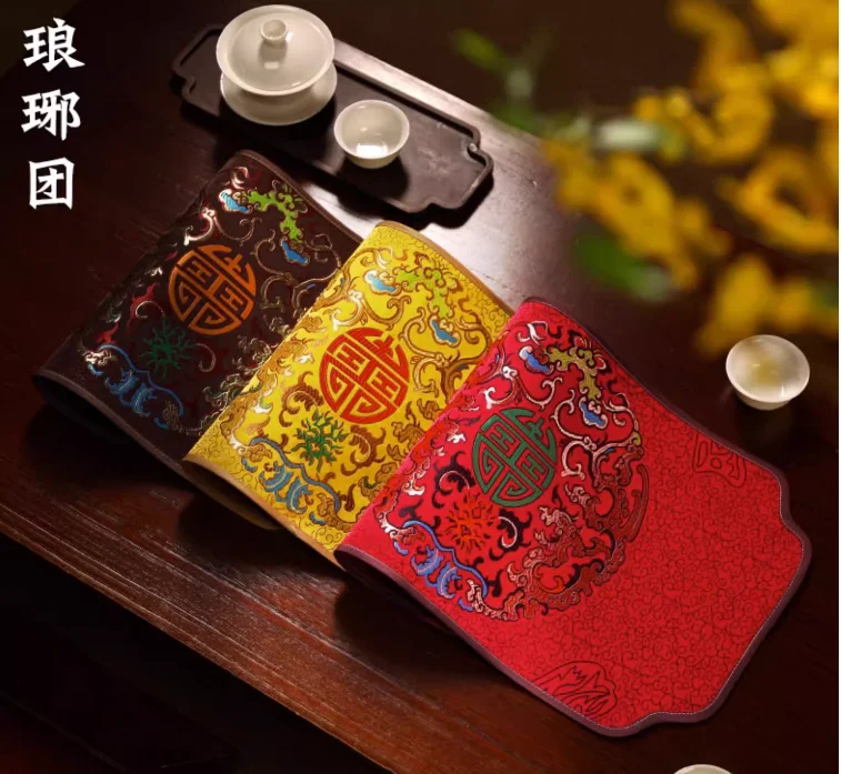 Custom Large Chinese Silk Brocade Placemats, Rectangle Decorative Insulation Pads, Party Dinner Dining Table Mats