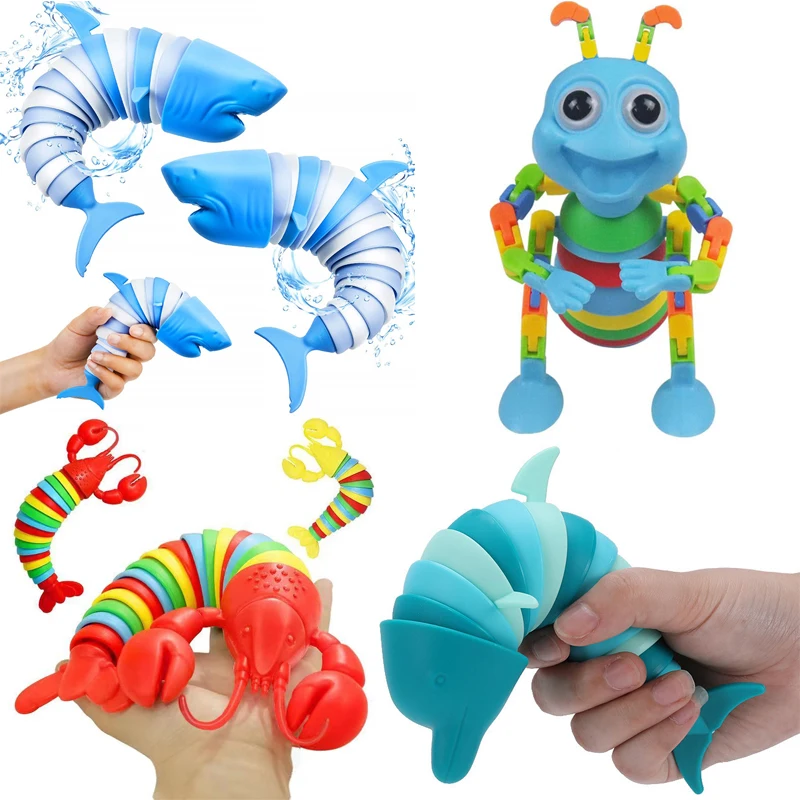 3D Articulated StretchLobster Dolphins Sharks Stress Reliever Hand Toy Sensory Toy For Adults And Children, Stress Relieving Toy