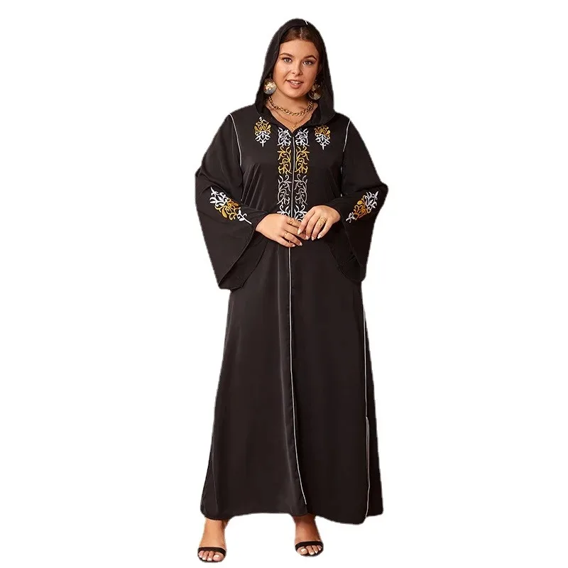 

African Dresses for Women Elegant 2024 Long Sleeve V-neck Polyester Long Maxi Dress Muslim Fashion Abaya Africa Clothing Outfits