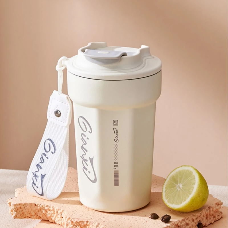 

GIANXI Coffee Thermos Cup with Handles Rope Stainless Steel Vacuum Flask Portable Thermal Insulation Cups Drinkware