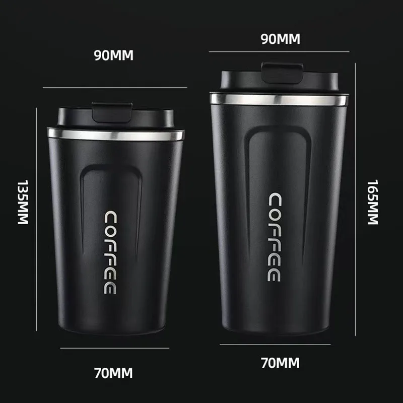 304 Stainless Steel Coffee Vacuum Flasks Portable Car Mounted Business Cup 380ML/510ML Vacuum Flasks Coffee Cup Insulated Cup