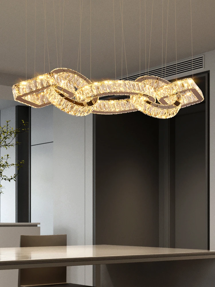 Italian Restaurant Chandelier Design Creative Led Crystal Chandelier Modern Light Luxury Dining Table Island Platform Chandelier