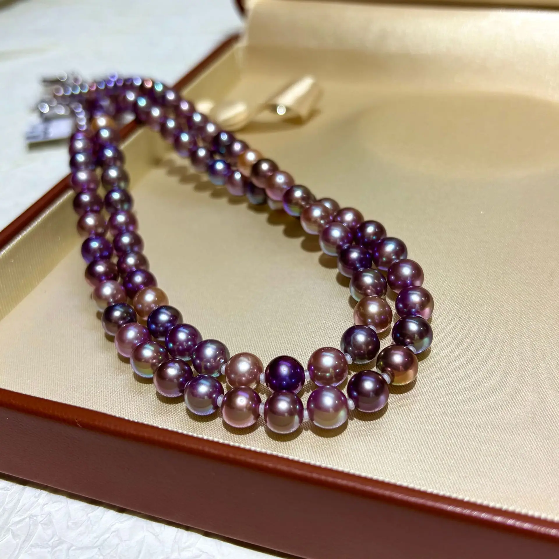 1 Row/Rare Necklace AAAA7-8mm Natural South Sea Mixed Color Pearl Necklace 18in/925s Button - Supports Customized Sizes