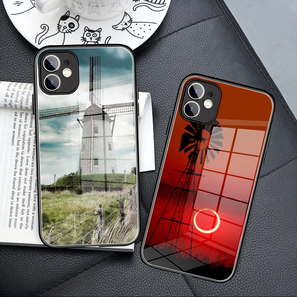 Windmill wallpaper  Phone Case Tempered Glass FOR IPhone15  14 13 11 12 Pro 8 7 Plus X 13 Pro MAX XR XS MINI Covers