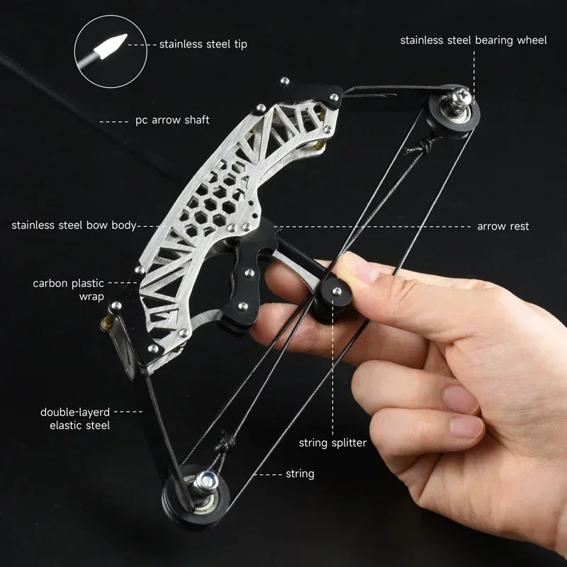 Mini Compound Bow and Arrow Pocket Arrows for Hunting Shooting Practice Archery Entertainment Children's Toys Wrench Tools