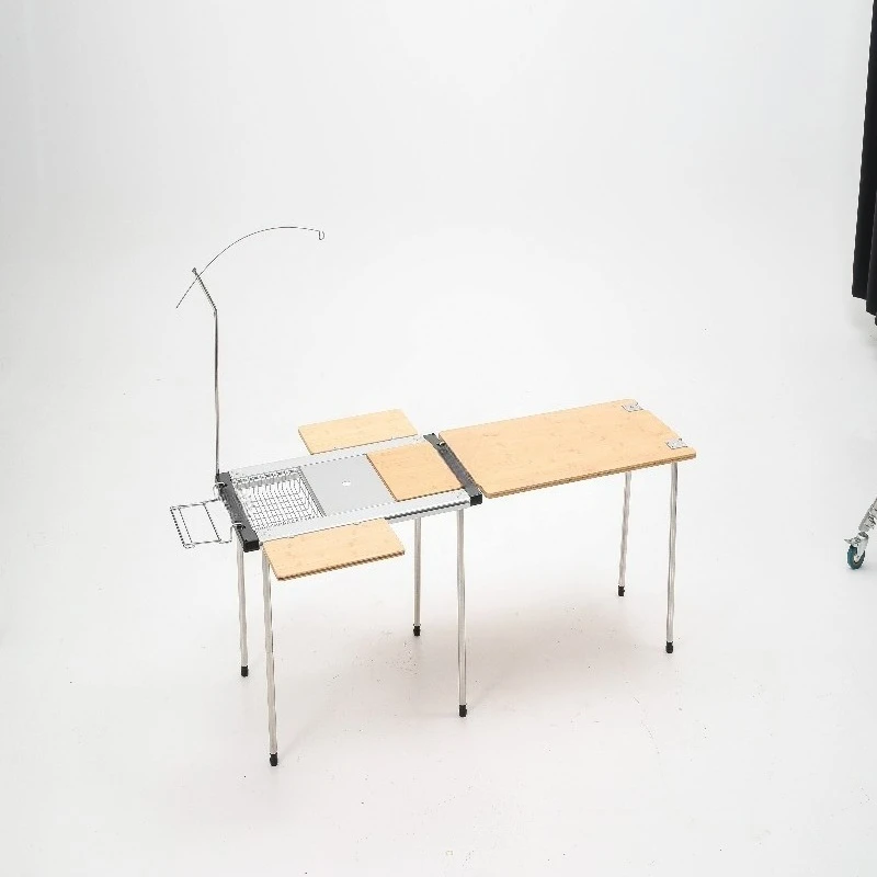 

Aluminum Camping Table Foldable Bamboo Barbecue Outdoor Table with 3 Unit Frame Extension Combination Set