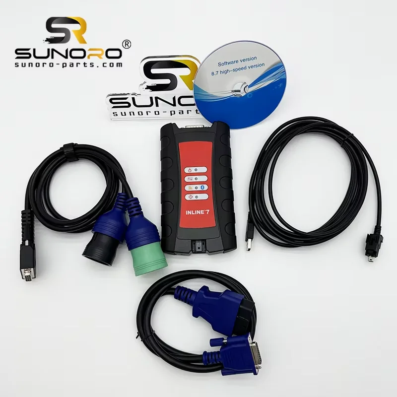 NEWHigh Quality Original INLINE 7 Data Link Adapter for Trucks 8.7 Software Diagnostic Tool and CF-53 Laptop