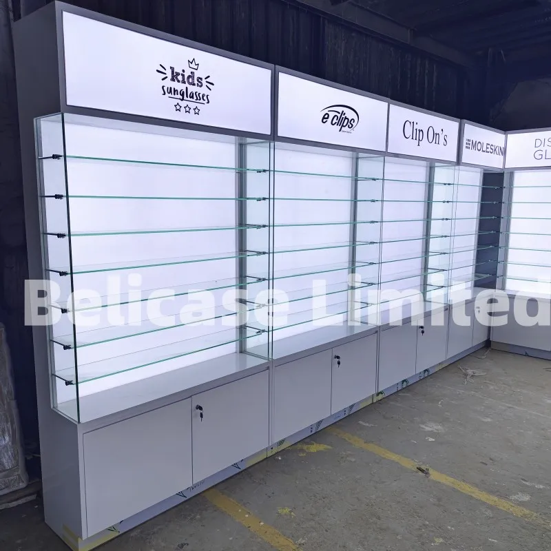 2025customized. factory supply retail sunglasses store furniture glasses shop display showcase optical shop display cabinet