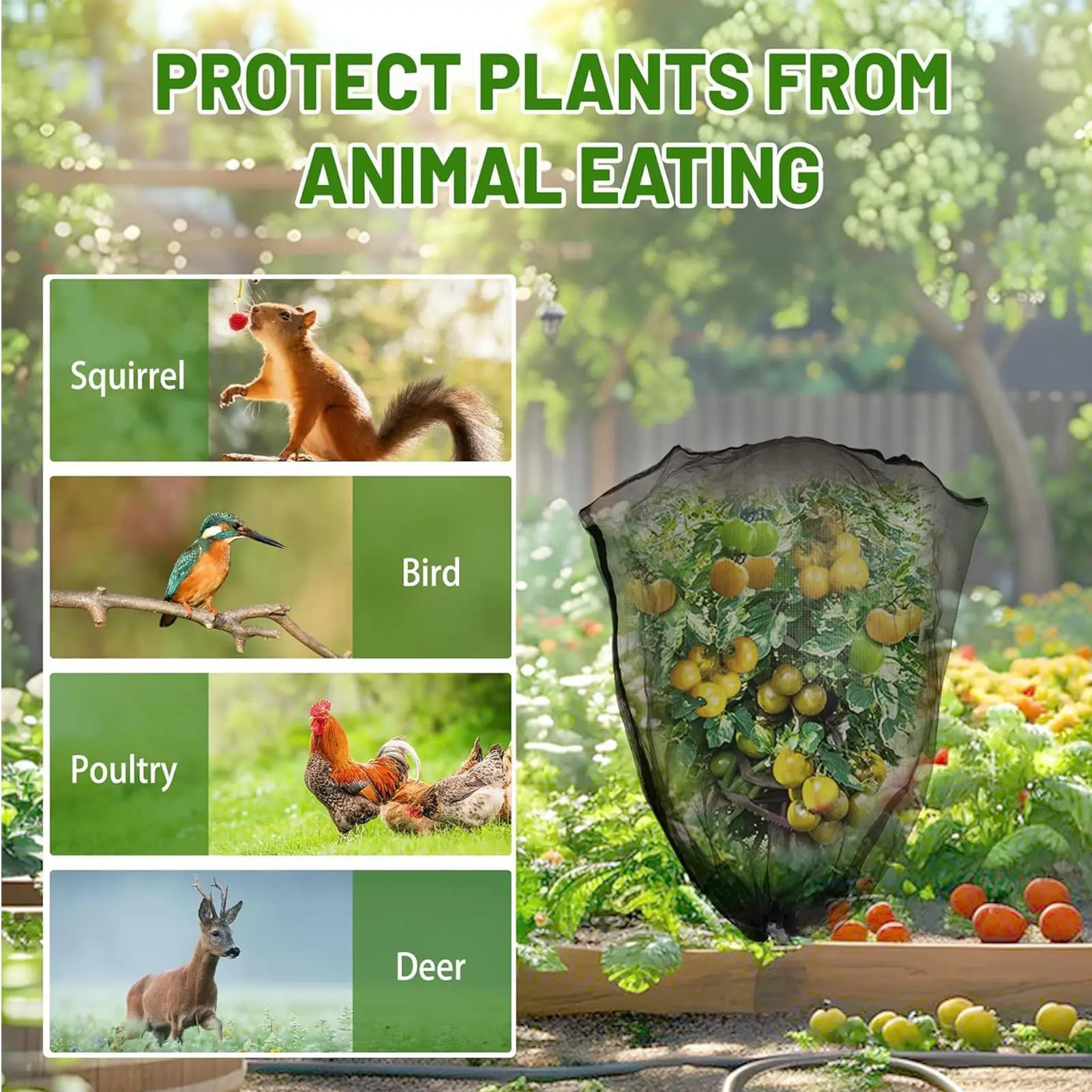 

Large Fruits Tree Netting Cover with Zipper and Drawstring Garden Insect Netting Transparent Bird Plant Barrier Mesh Screen