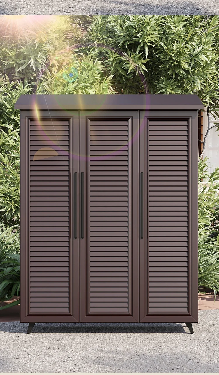 Outdoor waterproof and sunscreen aluminum alloy door sundries villa storage integrated storage cabinet