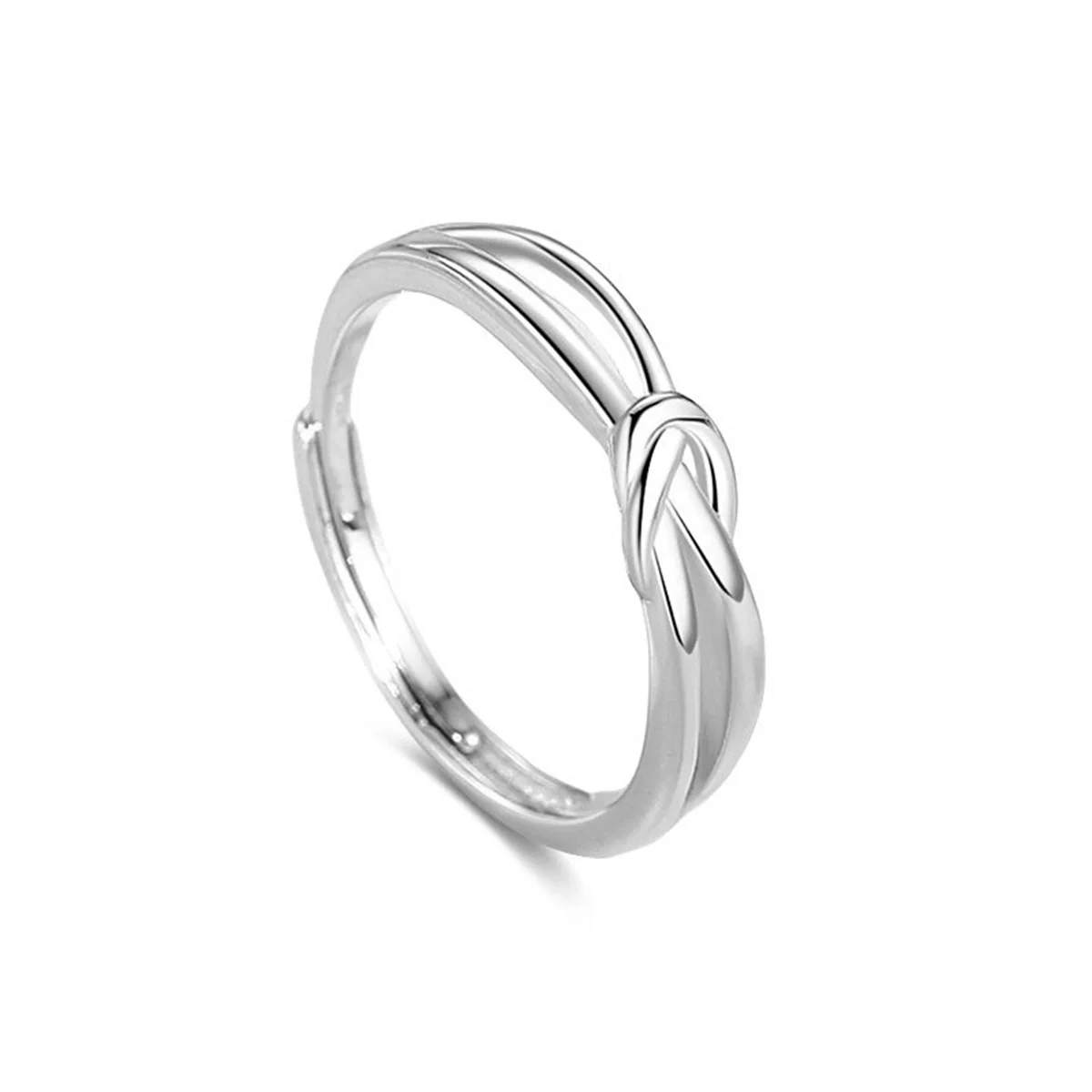 RYJU Sterling Silver Simple Knot Lovers Ring for Woman Fashion Classic Fine Jewelry Korean Version Adjustable Light Luxury Ring