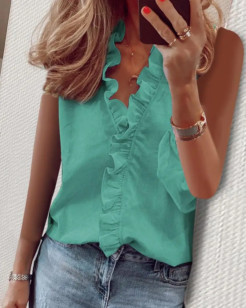 Women Blouse Vest Shirts 2025 Summer V-Neck Shirt Y2k Office Lady Casual Blouses Camisa Feminina Blusa Feminina Elegante