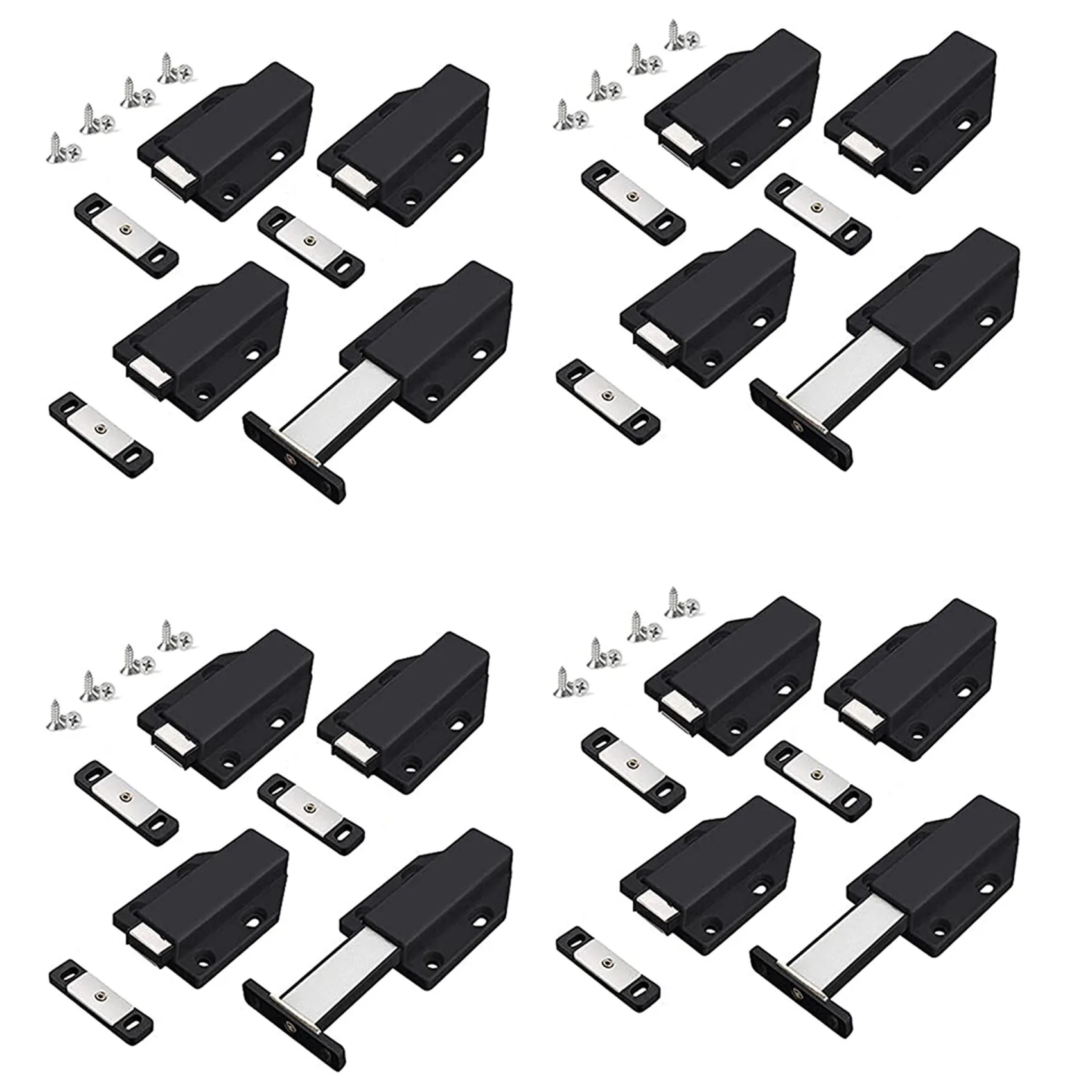 Push Latch Heavy Duty 16 Pack Push to Open Cabinet Hardware Magnetic Contact Latches for Large Door Push Black