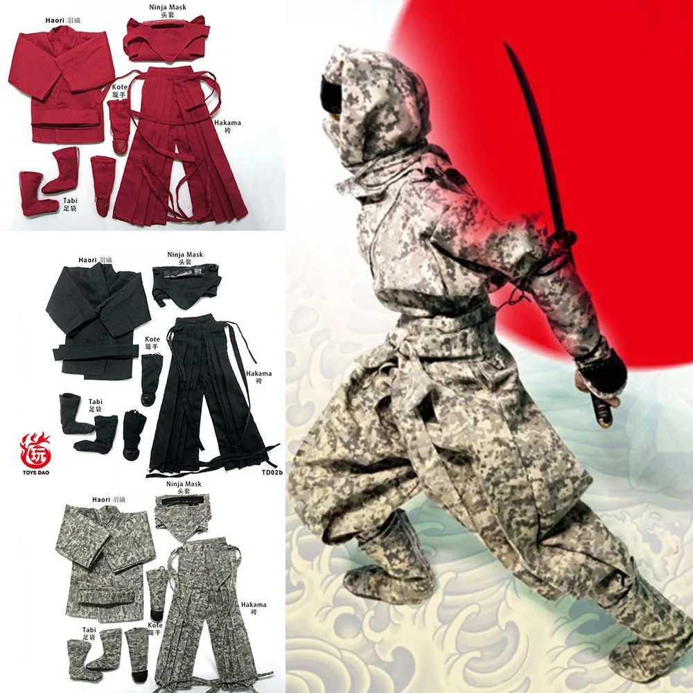 Black Red Camouflage Color TOYSDAO 1/6 Scale Men's Figure Japanese Ninja Suit Set Clothes Outfit for 12'' Male Action Body