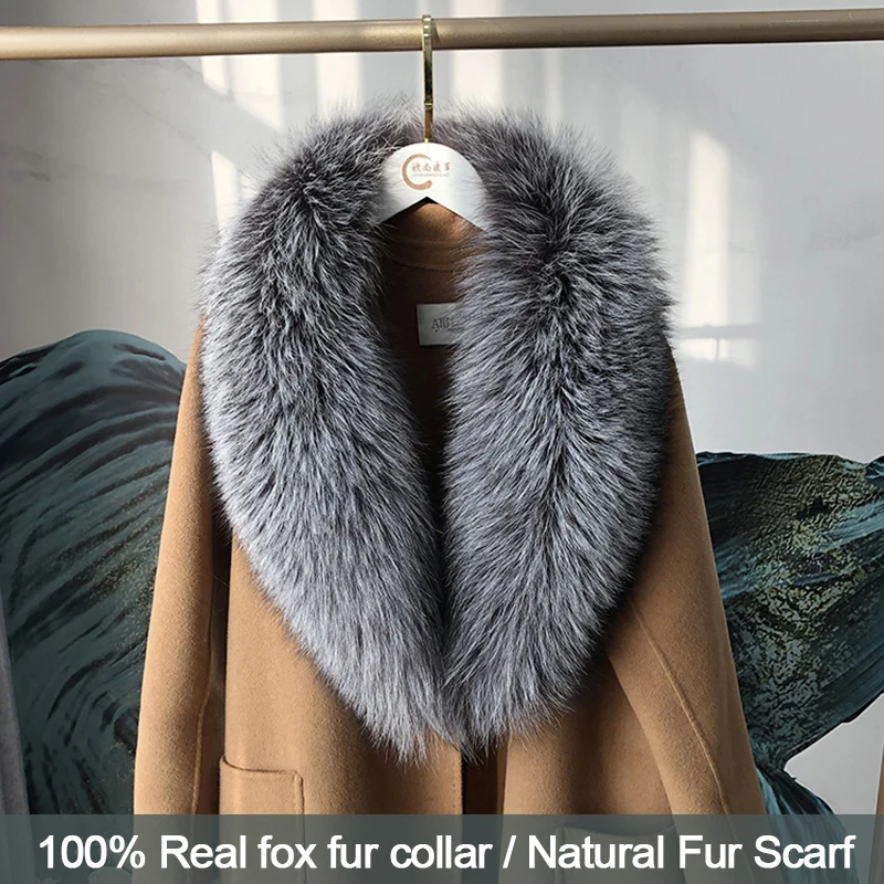 

Winter 100% Real Fur Collar Woman Black Natural Fur Scarf Shawl For Women Wraps Neck Warm Fur Scarves Female Men Coat Accessory