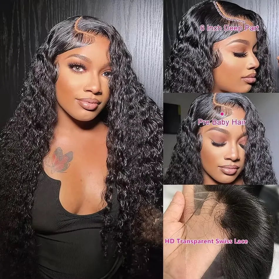 250% 30 46Inch 13x6 HD Deep Wave Lace Frontal Wig For Women Water Wave Kinky Curly Wigs Loose Wave 360 Lace Front Wig Human Hair image 3