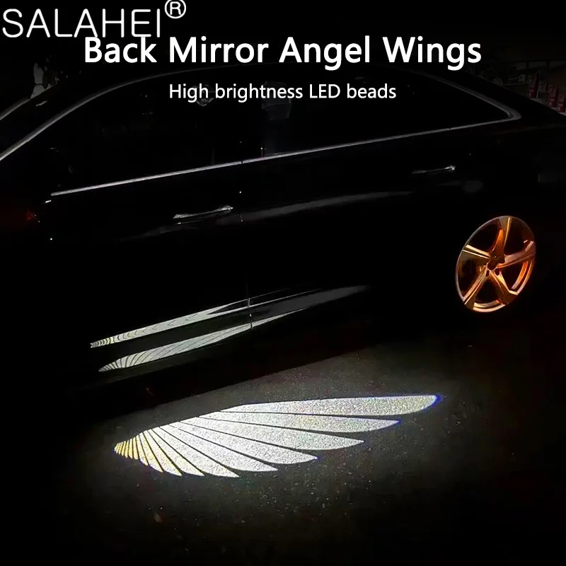 

Car Angel Wing Rearview Mirror Light Car Exterior Decoration Accessories Funny LED Welcome Door Carpet Projection Lamp Universal