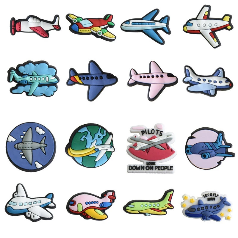 Airplane Shoe Charms for Crocs Accessories Charms Clogs Bubble Slides Sandals PVC Shoe Decorations Party Gift