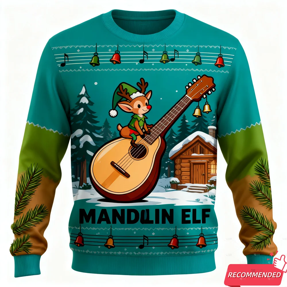 عيد الميلاد مفعمة الزنجبيل رجل روك باند سترة قبيحة للرجال متعة ثلج والأيائل نمط البلوز السنة الجديدة عيد الميلاد بلوزات #2