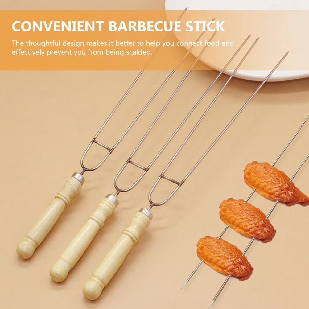 

10pcs Stainless Steel Wood Grill Skewer Reusable U Shaped Fork Roasting Needle BBQ Camping Sticks Kitchen Bar Supplies