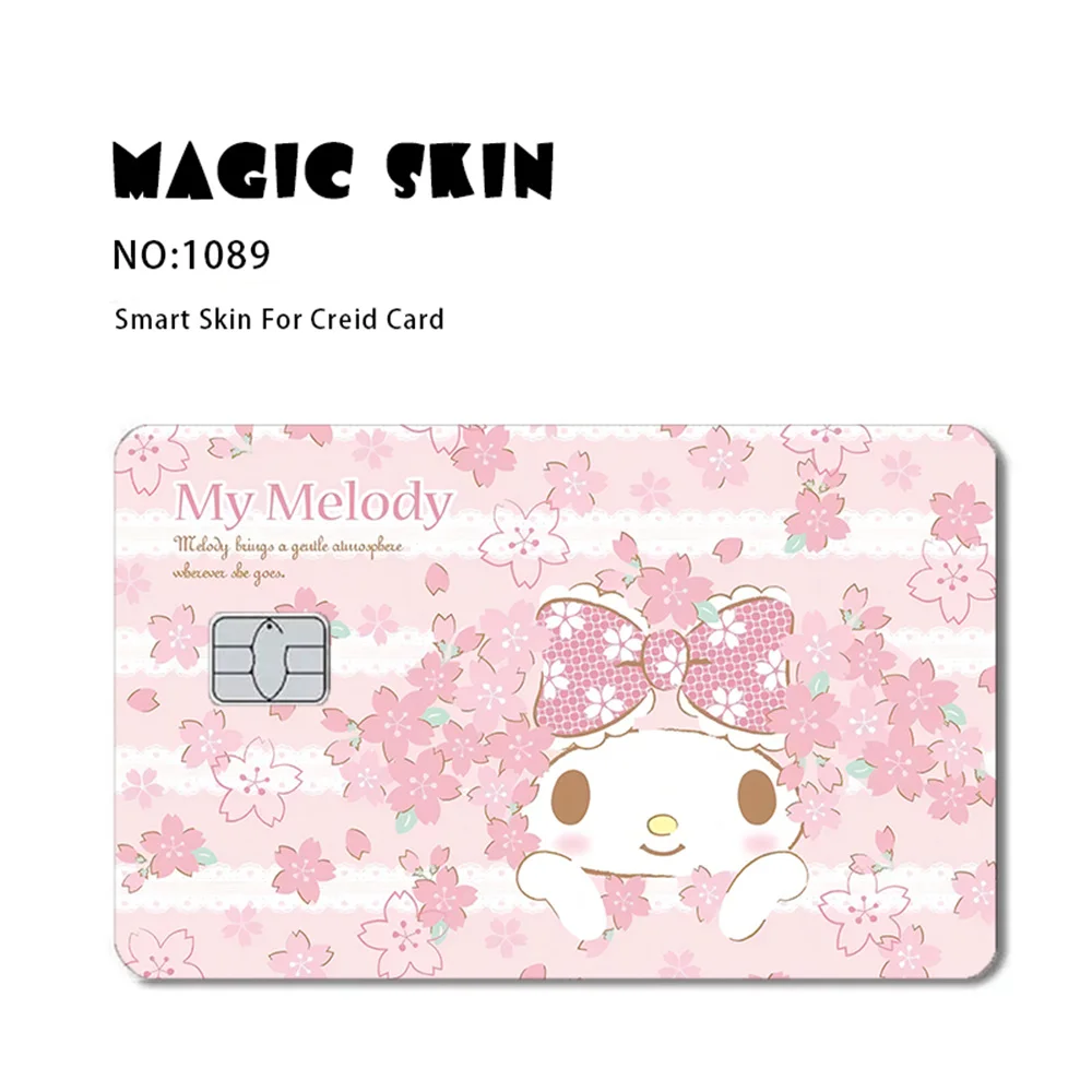 Naklejki na karty kredytowe z postaciami z kreskówek Sanrio, urocze Hello Kitty, Kuromi, Melody, naklejki na karty VISA, dekoracje na karty bankowe, zabawka dla dziewczynki