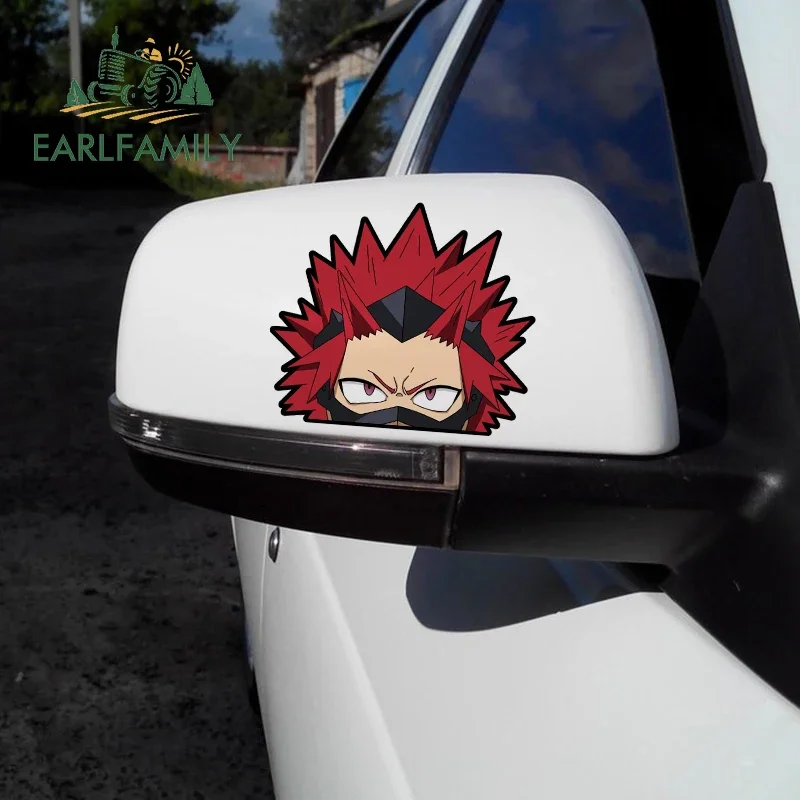 EARLFAMILY 13cm Kirishima Eijiro Anime Peeker Car Stickers Trunk Decal Waterproof Campervan Occlusion Scratch Decoration