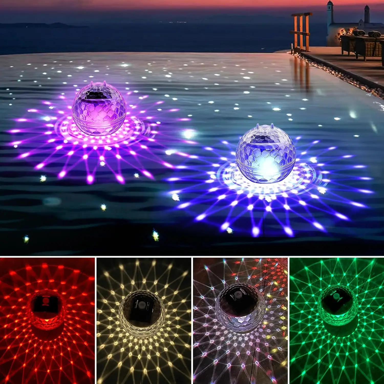 Floating Pool Lights Solar Charging RGB Color Spotlights IP65 Waterproof LED Night Light for Swimming Pool Hot Tub Pond Decor