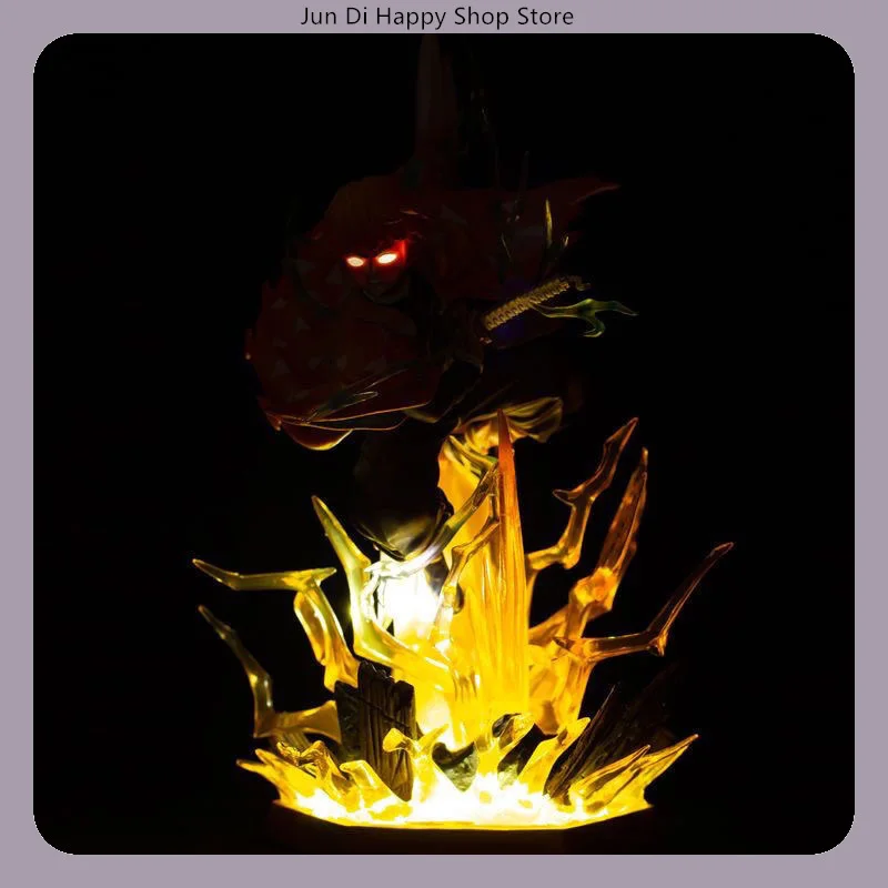 35cm Demon Slayer Zenitsu Thunderclap and Flash Light-up Anime Figure Model Statue Desktop Decoration