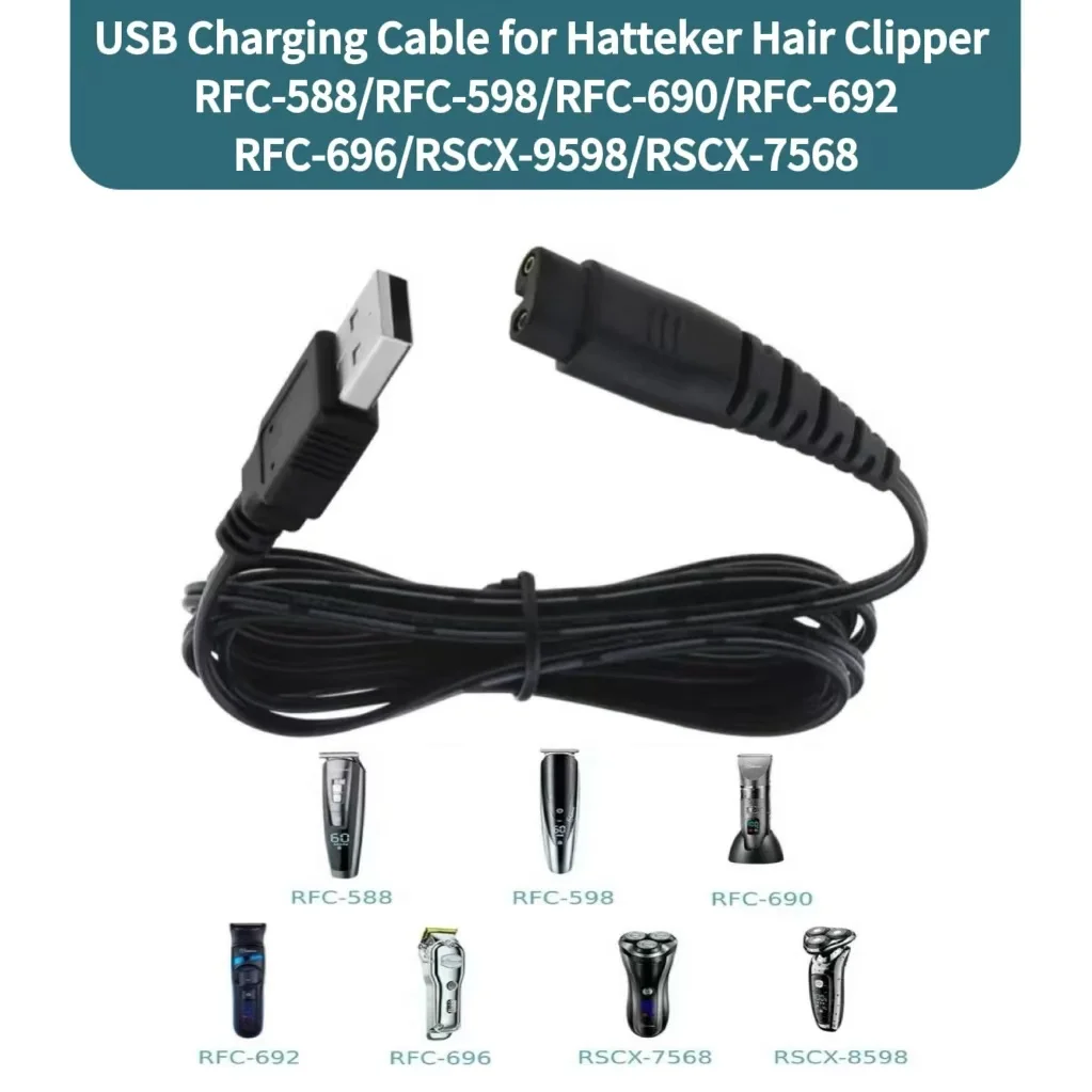 USB Charging Cable for Hatteker Hair Clipper Trimmer RFC-598/RFC-588/RFC-690/RSCX-7568 Electric Shaver 5V Charger Power Cord