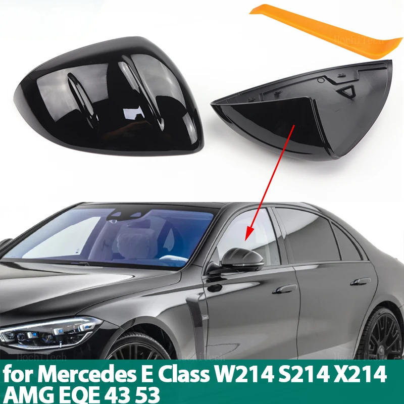 Carbon Fiber Look Black Side mirror cover Replacement for Mercedes-Benz E-Class E Class W214 S214 X214 EQE V295 AMG 43 53