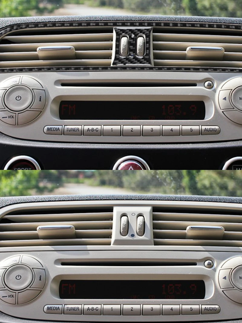 Central Air Vent Decorative Sticker For Fiat 500 2012 2013 2014 2015 Carbon Fiber Stickers Car Interior Decorative Accessories