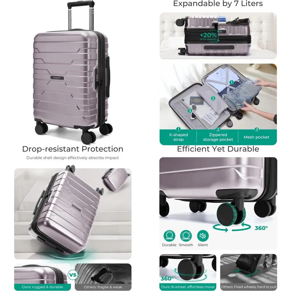 

Airline Approved 20 Inch Expandable Hardside Spinner Luggage with TSA Lock, Lightweight Carry-On Suitcase