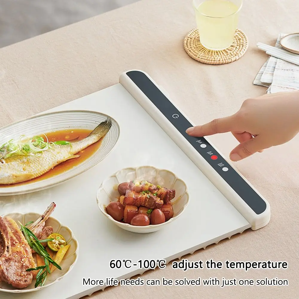 Fast Heating Food Electric Warming Tray Foldable Silicone Food Warmer Plate Adjustable Temperature Control