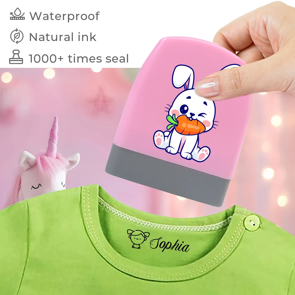 Estampa personalizada de conejo para niños, Carimbo, unicornio