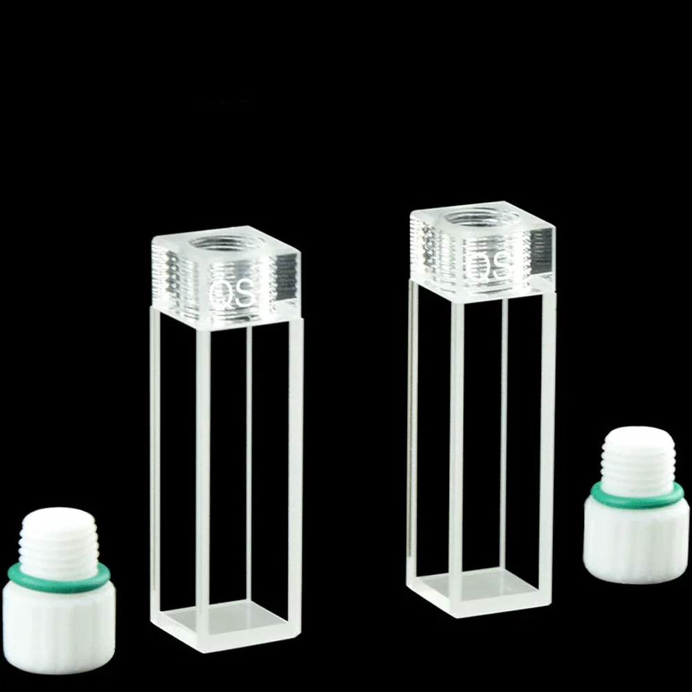 Female 10mm Path Length 2 or 4 Windows High Precision Optical Bonding JGS1 Quartz Cuvette Cell With Stopper For Spectrometer