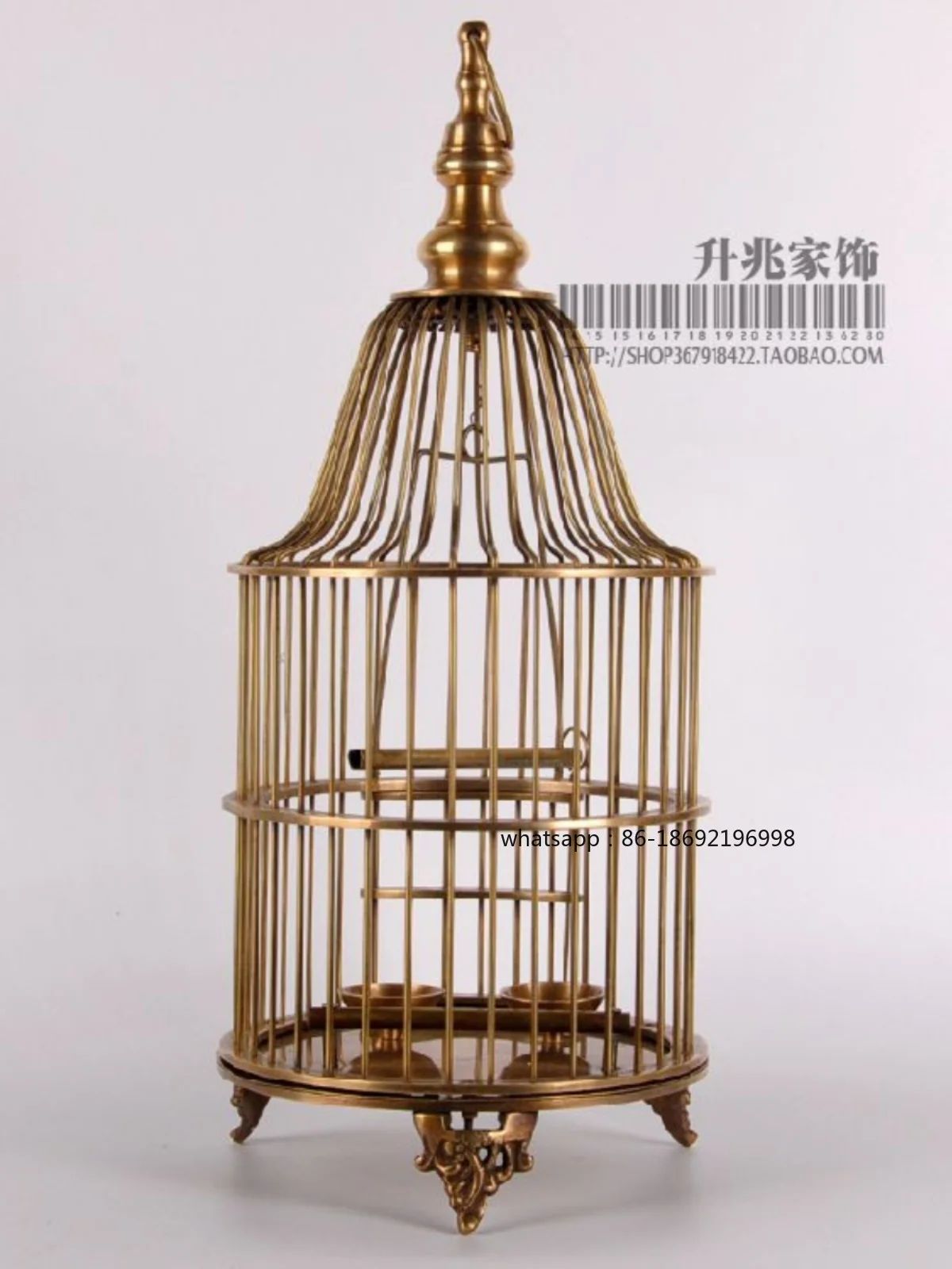 High-end Luxury European-style Brass Imported From India Handmade Birdcage Ornament Large Creative Home Living Room Decoration