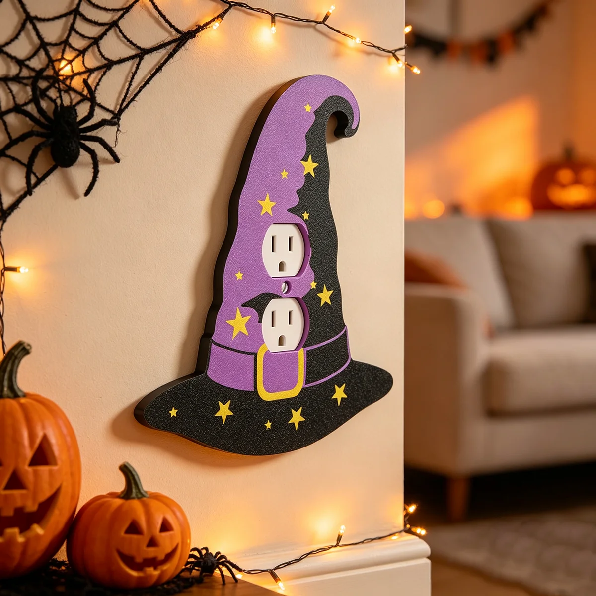 Cross‑border Halloween Witch Hat Outlet Cover Creative Star Wall Socket Decor Plate
