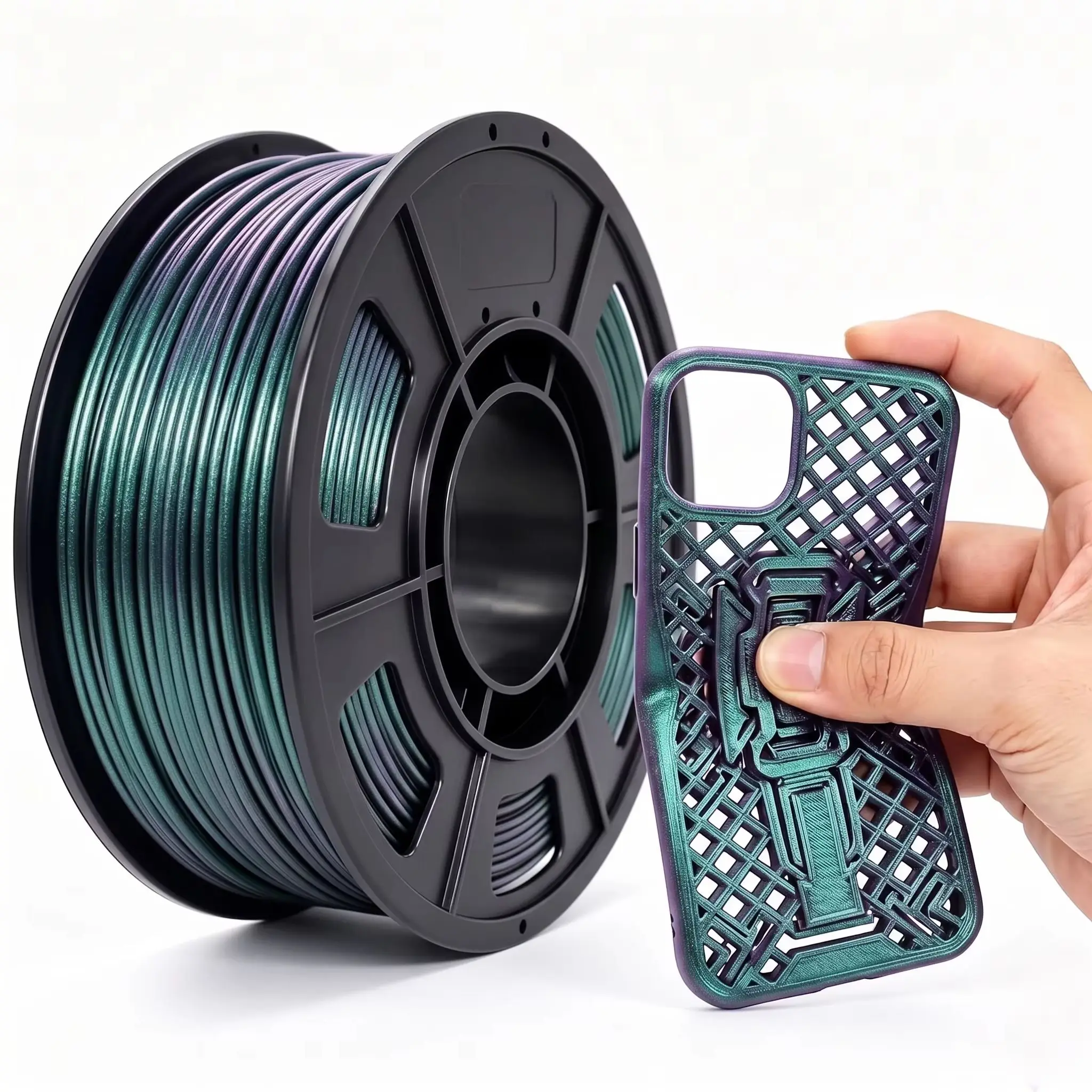 95A Chameleon TPU Filament 1,75mm, TPU Chameleon Farbe Grün 250g 95A Flexibles Weiches 3D-Drucker-Filament, Ändert die Farbe mit Licht