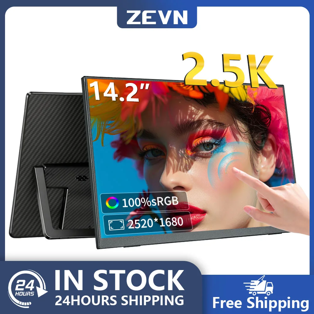 MAFNKOU 14.2 Inch 2.5K Touch Screen Portable Monitor 100%sRGB Touch Screen Secondary Display For  Laptop PC Xbox PS4/5