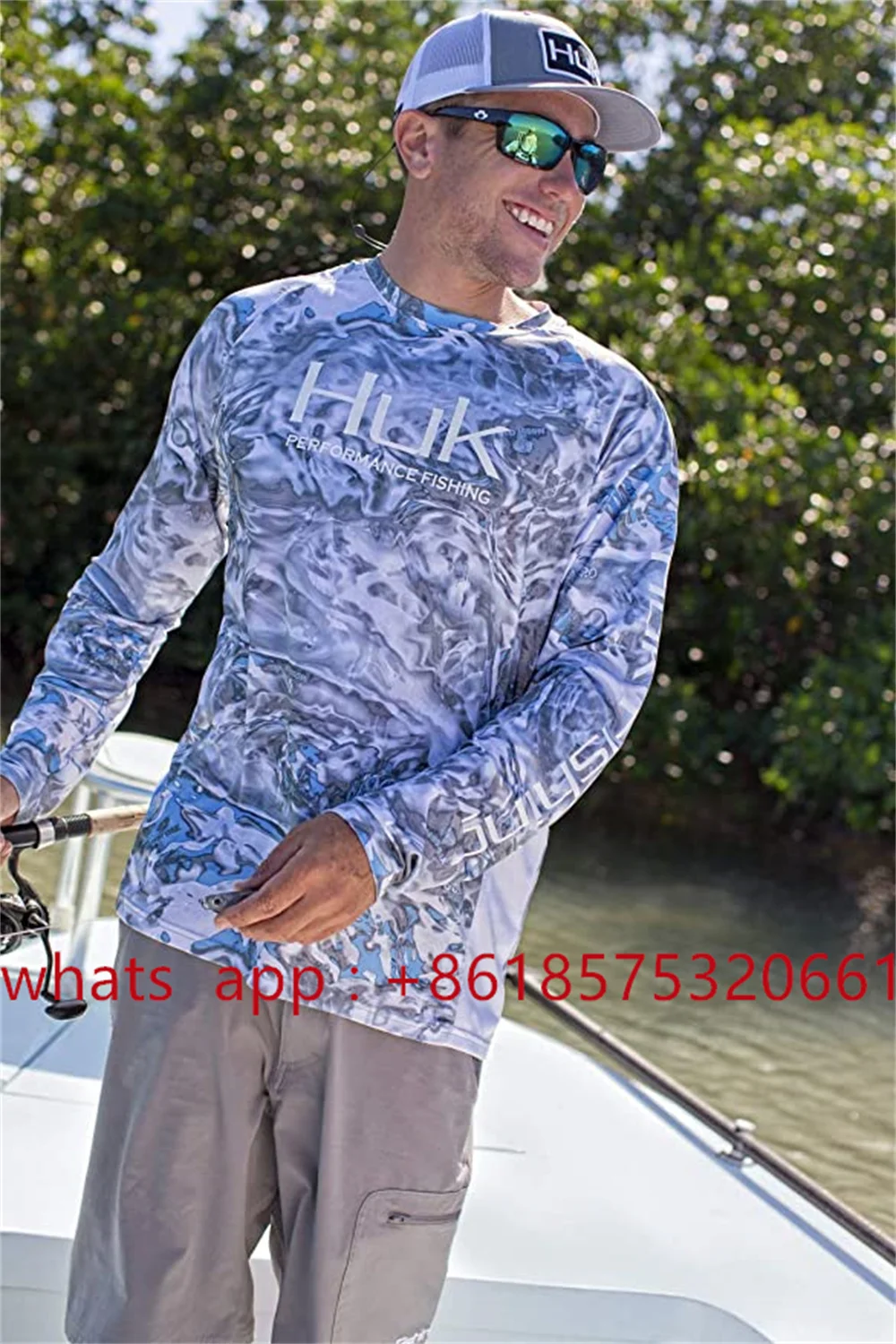 Huk Camisa De Pesca Icon X Camo De Manga Larga Para Hombre قميص الصيد قمصان الحماية من الشمس Roupa De Pesca ملابس الصيد #3