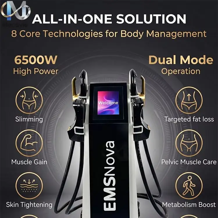 Mecavie EmsNova Non‑Invasive Body Sculpting Beauty System 6500W Pulsed Electromagnetic 4‑Handpiece Dual‑Mode Machine for Spa