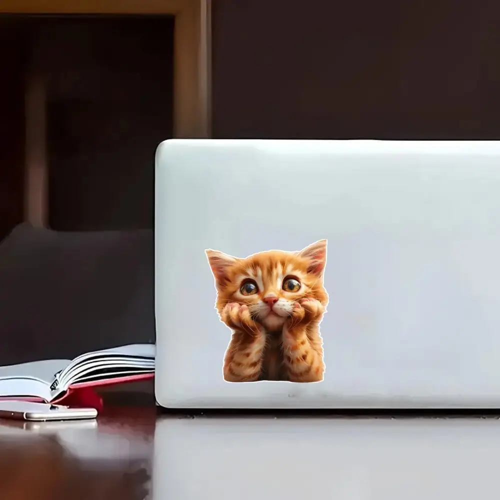 1 قطعة ملصق ممتص الصدمات للسيارة المضحك على شكل قطة التفكير ، ملصق فينيل 6 بوصة ، مقاوم للماء ، قطع قوالب للسيارات والنوافذ وأجهزة الكمبيوتر المحمولة #4