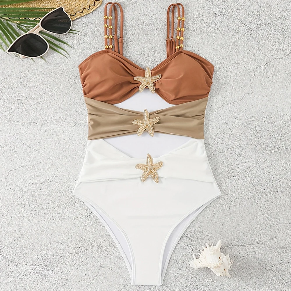 VigoBeviya 2026 Traje de Baño Hueco para Mujer, Monokini de Una Pieza sin Espalda con Tirantes para Verano, Traje de Baño Femenino para Playa