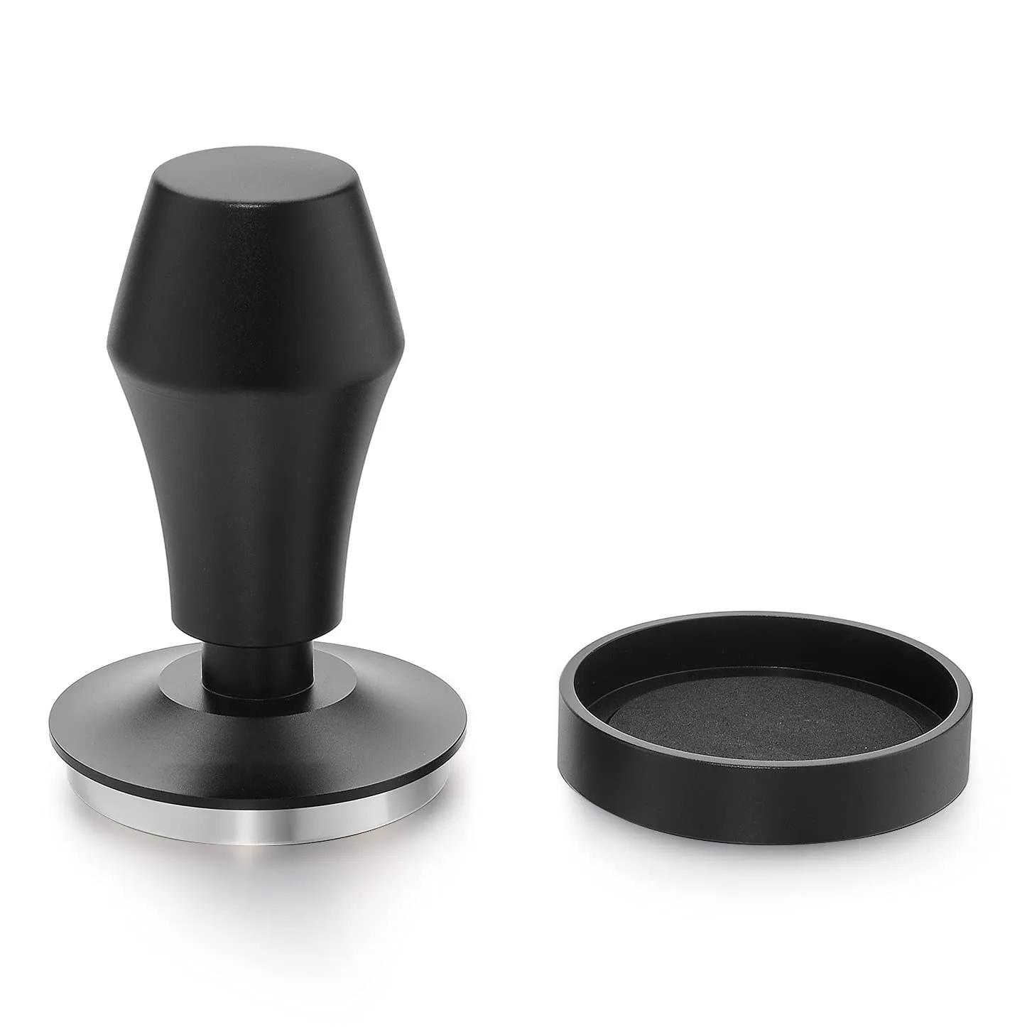 Spring Loaded Coffee Tamper Stainless Steel Flat Base Espresso Coffee Press Distributor Tool with Stand Barista Accesso