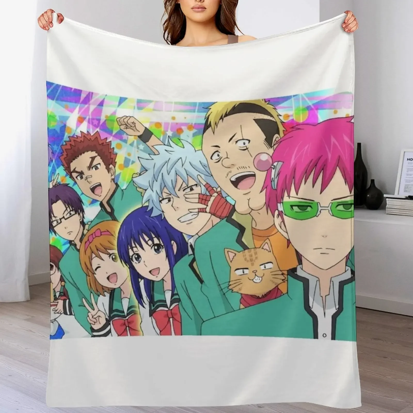 

Saiki K Japanese Anime Throw Blanket Vintage Quilt Thermal Loose Blankets