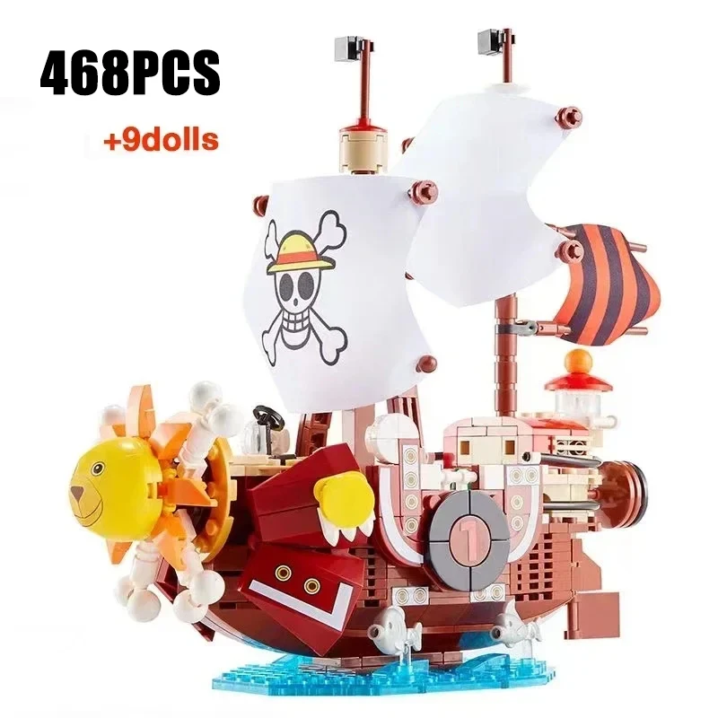 468-1484Pcs Sunshine Boat Building Blocks Cartoon Pirate Ship With Figure Bricks Set Toys For Kid Childrens Birthdays Gifts