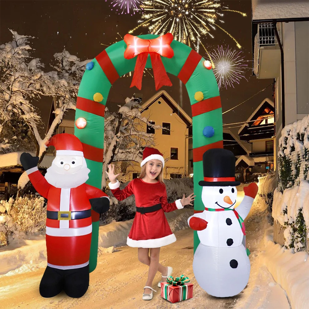 

8FT Inflatable Christmas Arch Lighted Christmas Archway Santa & Snowman Arch Gate Decoration for Garden Lawn Yard Holiday Party