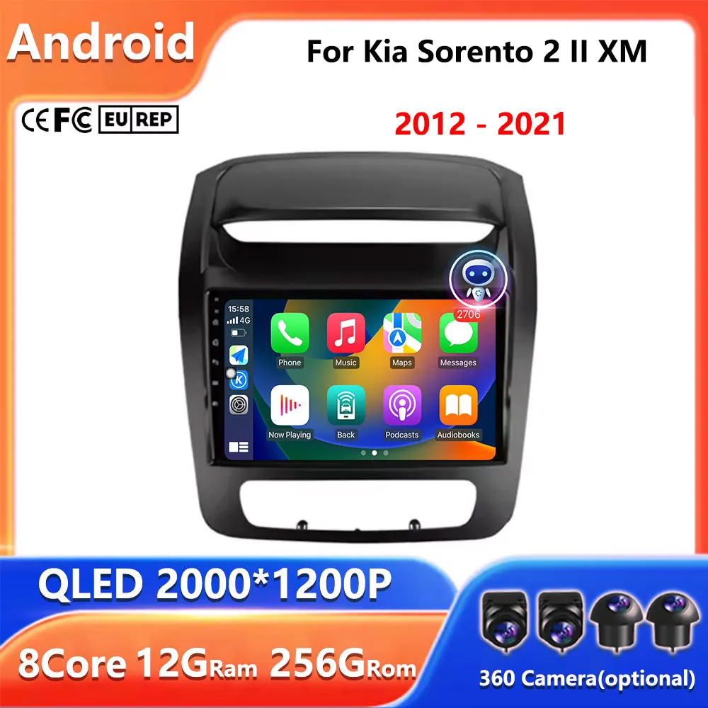 

Carplay For Kia Sorento 2 II XM 2012 - 2021 Android Auto Car Radio Multimedia Video Player Bluetooth GPS Navigation DSP stereo
