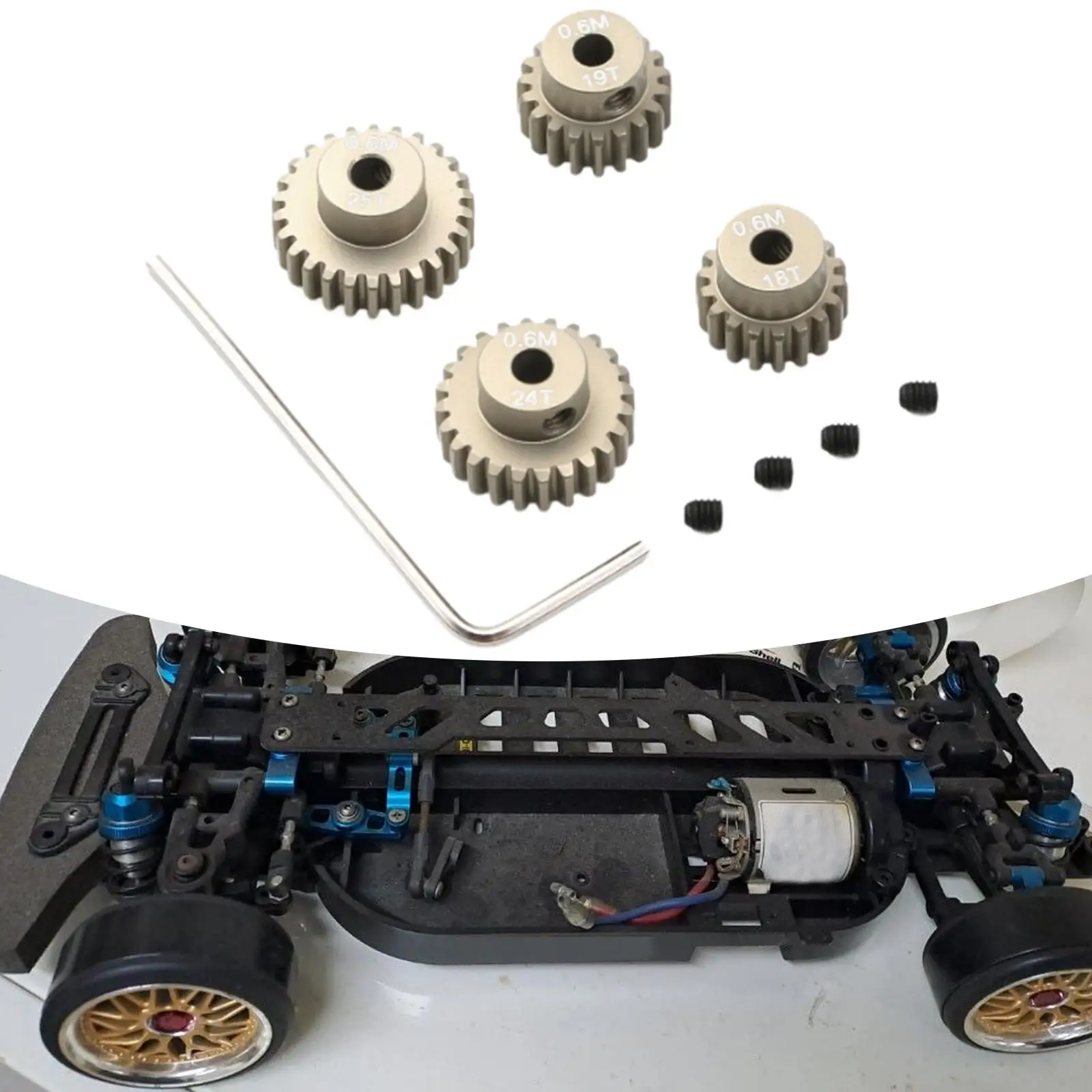 Practical RC Car Accessories Pinion Gear Sets with Screws and Tool for TT01 TT02 TB02 TA05 DIY