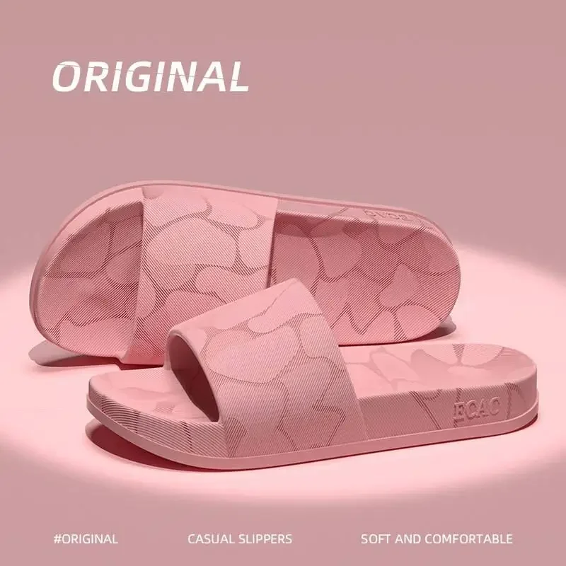 Women's Home Slippers Light Weight Simple Wear-Resistant Indoor/Outdoor Shoes EVA Non-Slip Summer Pink Open-toe Slippers
